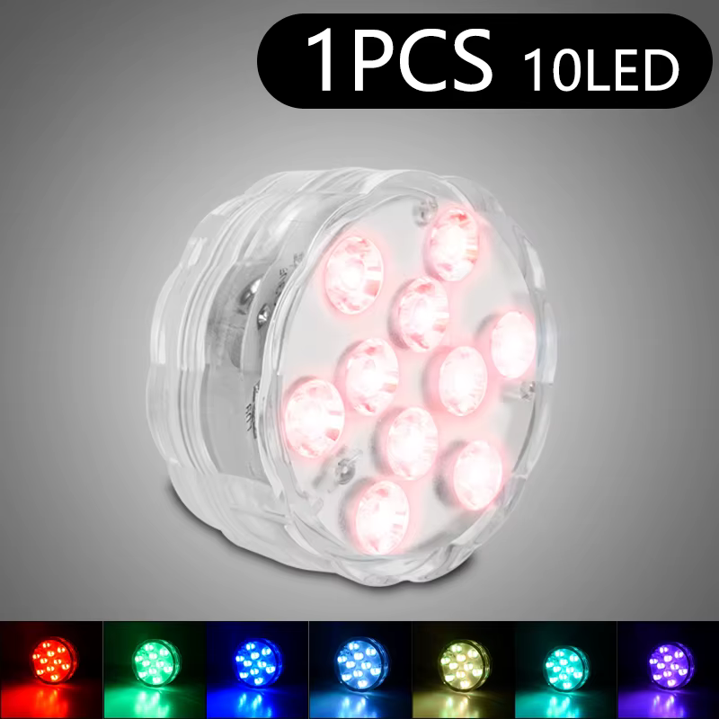 10Led piscine lumière télécommande RGB plongée poisson lumière LED lampe sous-marine Portable à pile