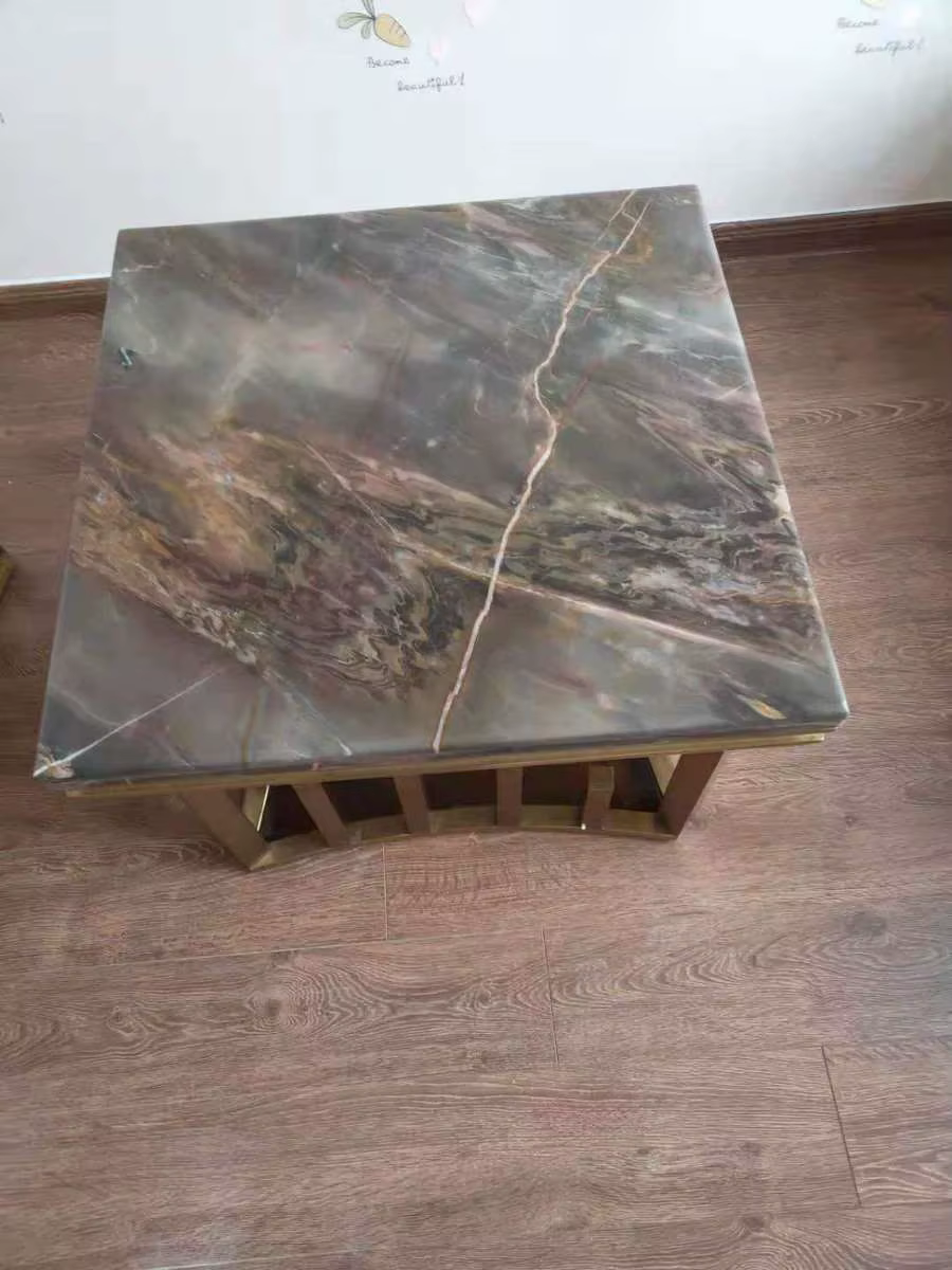 Table d'appoint de canapé en acier inoxydable, table en marbre, meubles de salon, haute qualité