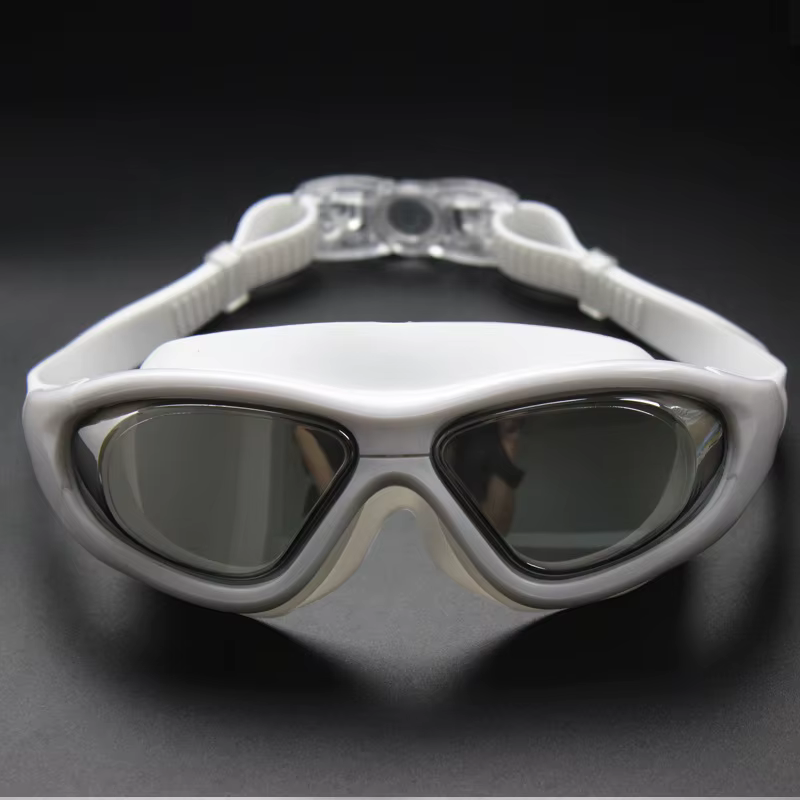 Lunettes de natation à grande monture pour hommes et femmes, lunettes anti-buée UV galvanoplastie HD