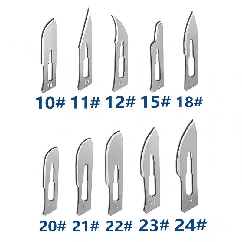Lames de scalpel dentaire stériles en acier au carbone, lames chirurgicales pour la coupe gingivale