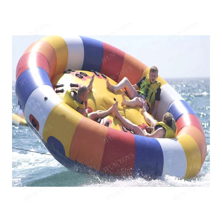 Bateau gonflable rotatif Aqua Twisting pour 8 personnes, type UFO disco, tractable pour jeux aquatiq