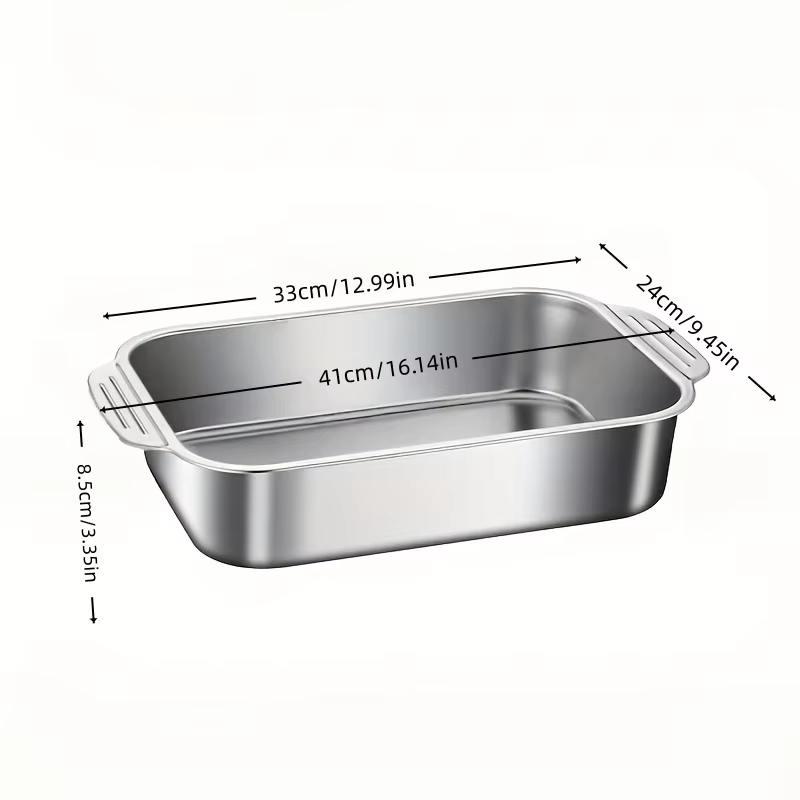 Plaque de cuisson plate en acier inoxydable de 16,14 po/41 cm avec couvercle pour steak, poulet, pai