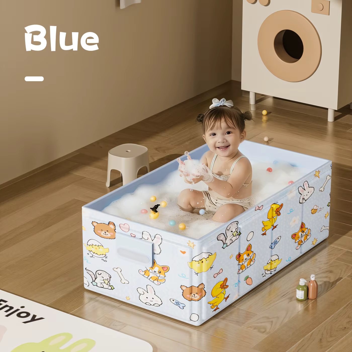 1 baignoire pliante, baignoire gonflable avec motifs de dessins animés, piscine intérieure, produits