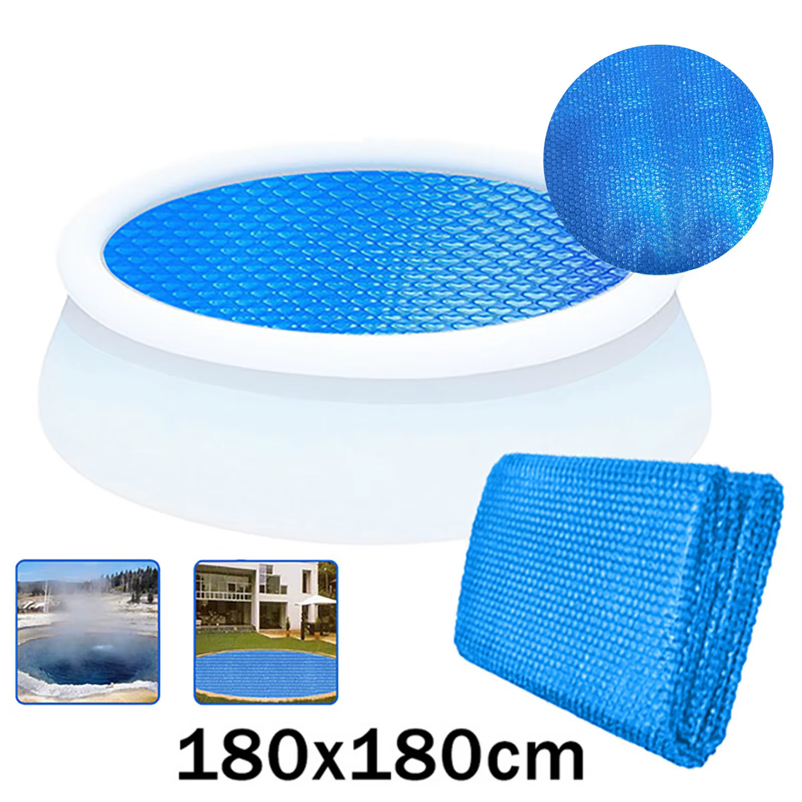 Couverture de piscine ronde par évaporation d'eau, anti-poussière, couverture de baignoire extérieur