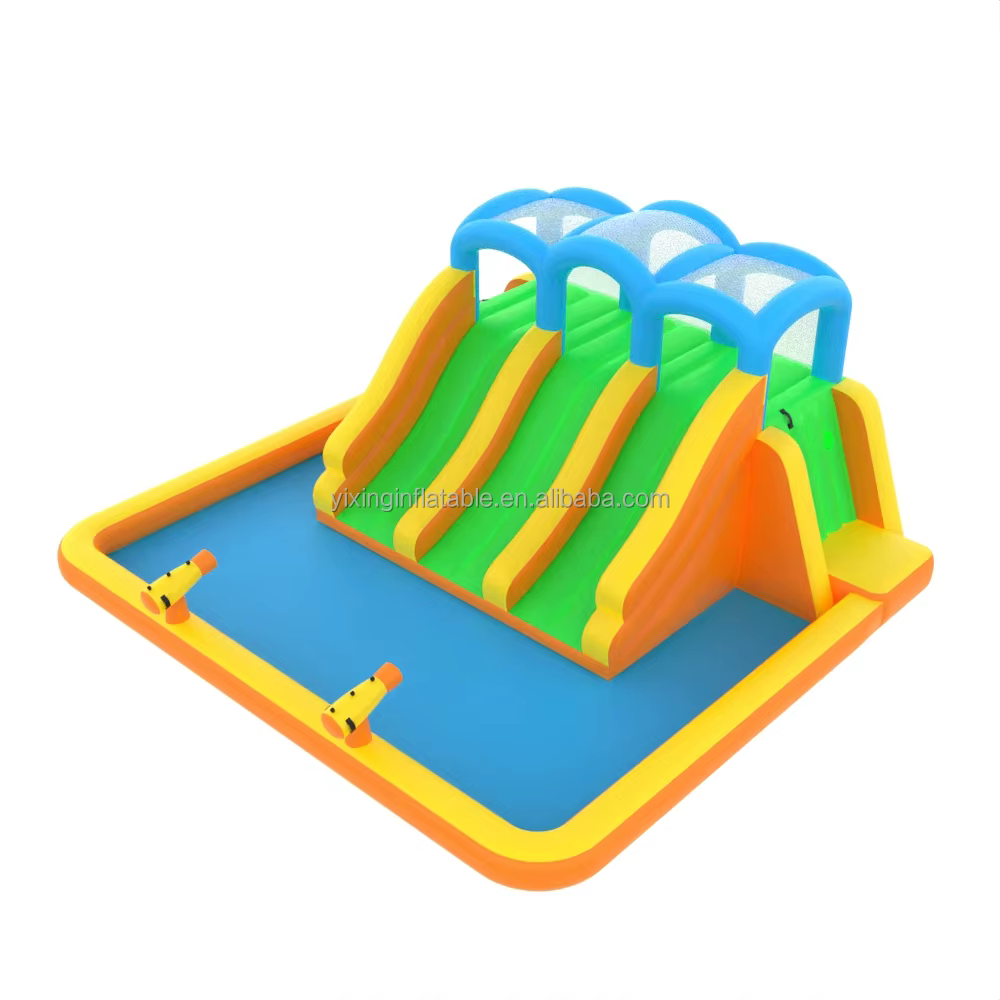 Grand videur gonflable en tissu Oxford pour piscine pour enfants, avec trois glissants, accessoire d