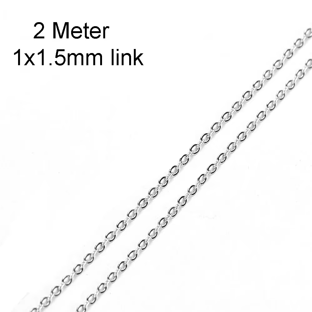 Chaîne en acier inoxydable de 2/10 mètres, maillons couleur or et acier de 1, 1,5 et 2 mm pour la fa