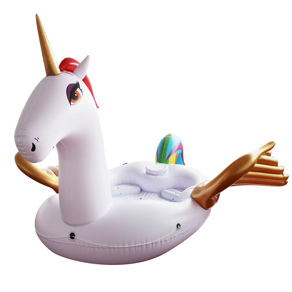 Flotteur de piscine licorne gonflable en PVC pour l'extérieur, bateaux gonflables pour 6 personnes,
