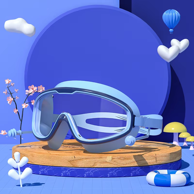 Lunettes de natation professionnelles Anti-buée avec bouchons d'oreilles, vue large, grand cadre, lu