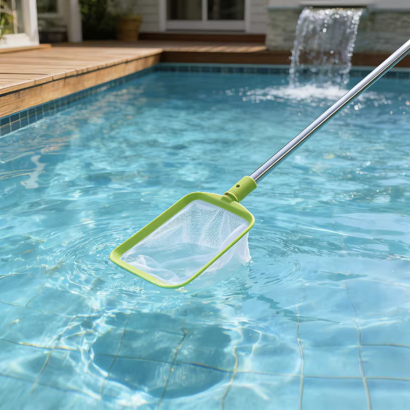 Filet de nettoyage de piscine Portable vert à haute efficacité avec poignée ergonomique, fournitures