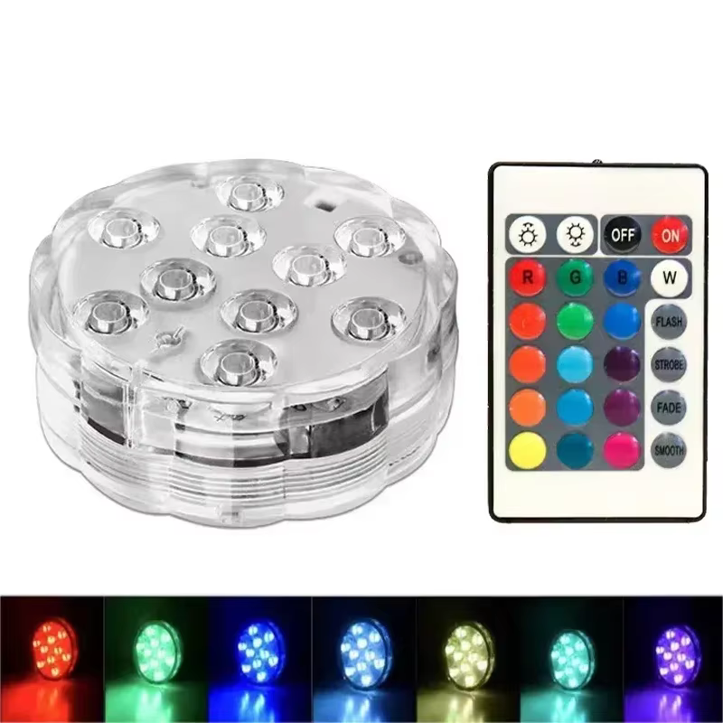 Lampe LED Submersible pour Piscine avec Télécommande, Étanche IP68, 16 Couleurs Changeantes, Aliment