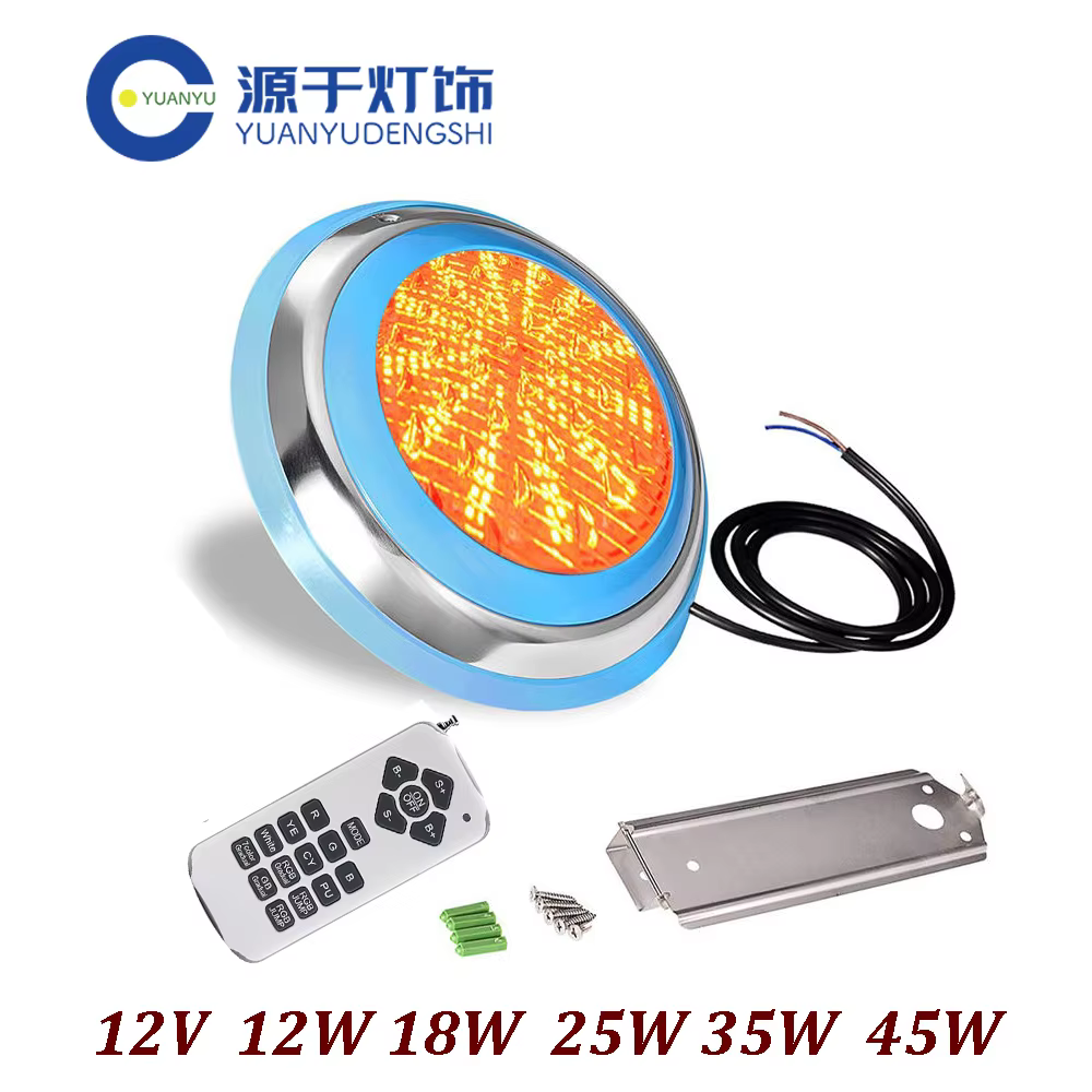 Lampes de piscine en acier inoxydable RGB 12V 12W 18W 25W 35W 45W, lampe étanche IP68 avec télécomma