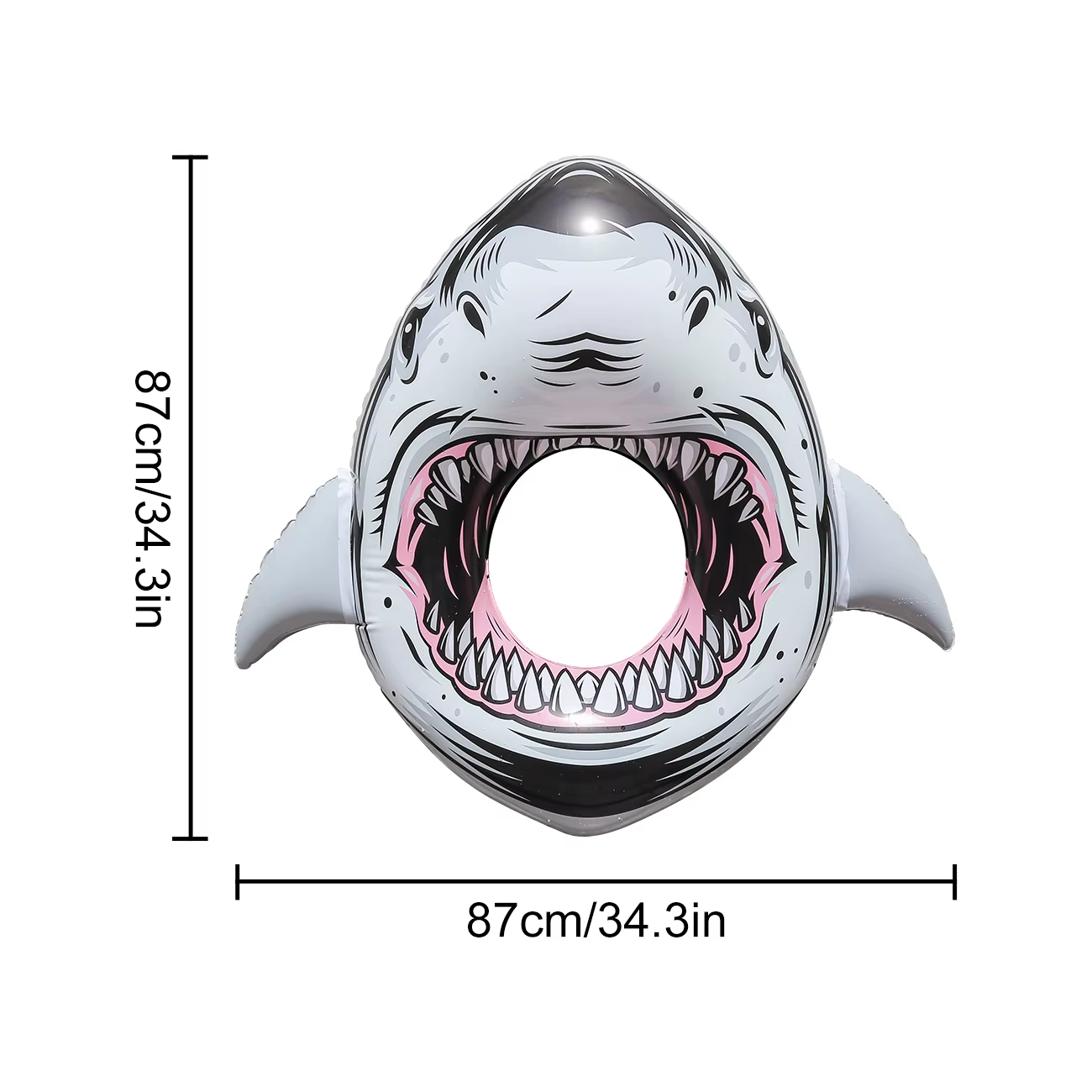 Bouée de natation gonflable Requin 87 cm pour adultes, pour piscine, plage, été et fêtes aquatiques