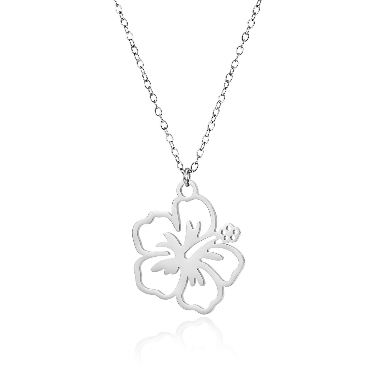 Collier en acier inoxydable pour femmes, pendentif de luxe léger, fleur creuse, chaîne de clavicule,