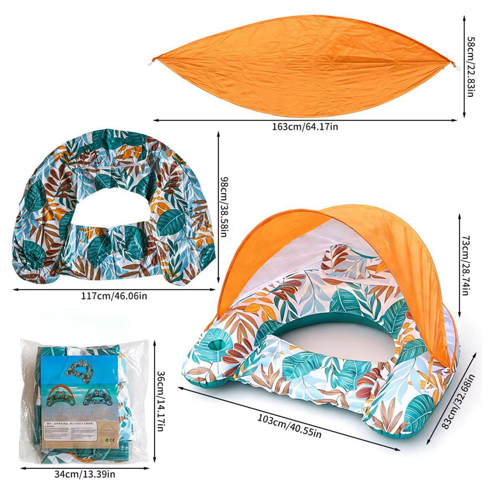 Flotteur de piscine avec appui-tête ergonomique, flotteurs de piscine avec auvent pour adultes, chai