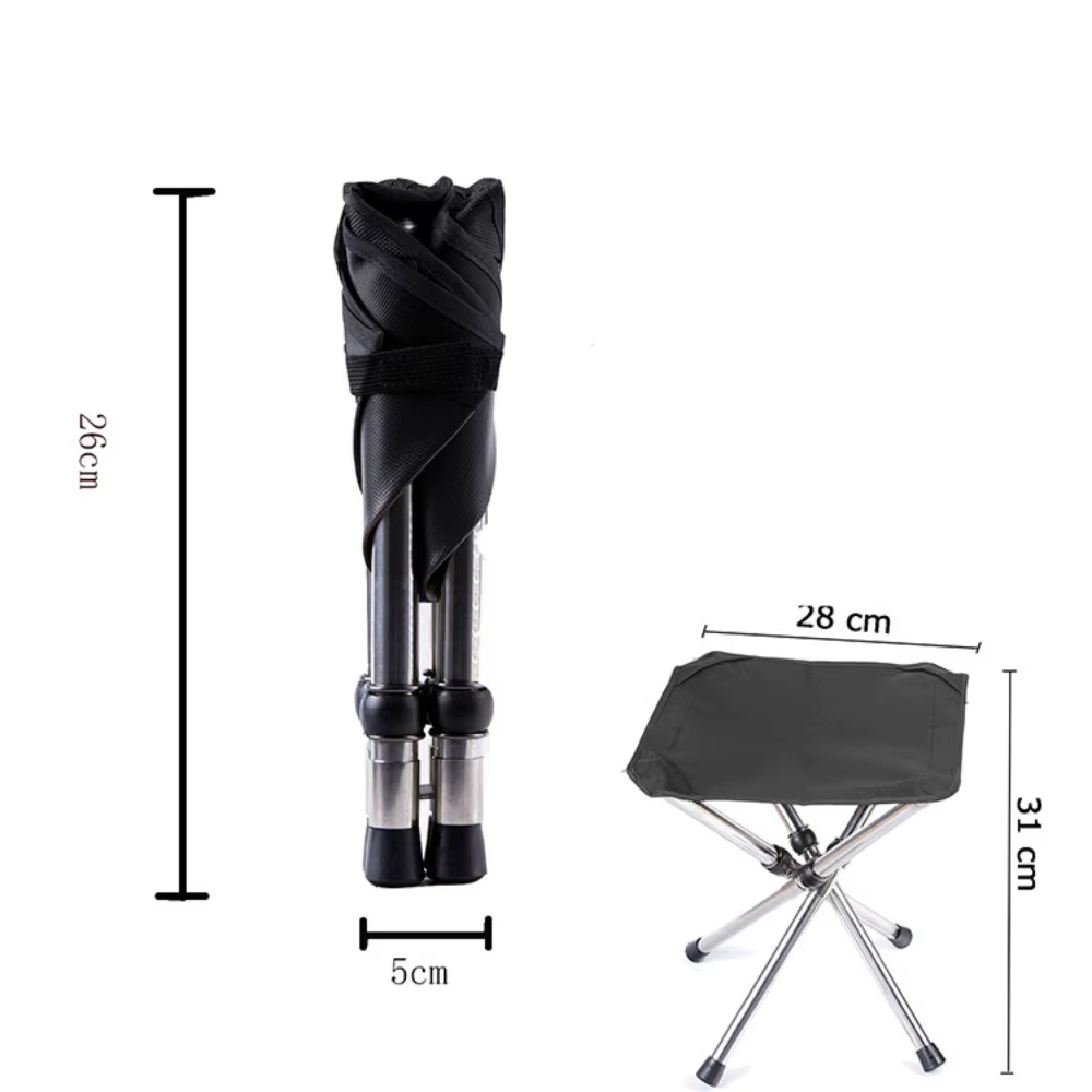 Tabouret pliant portable en acier inoxydable, design pliable, matériau robuste, siège pliable, desig