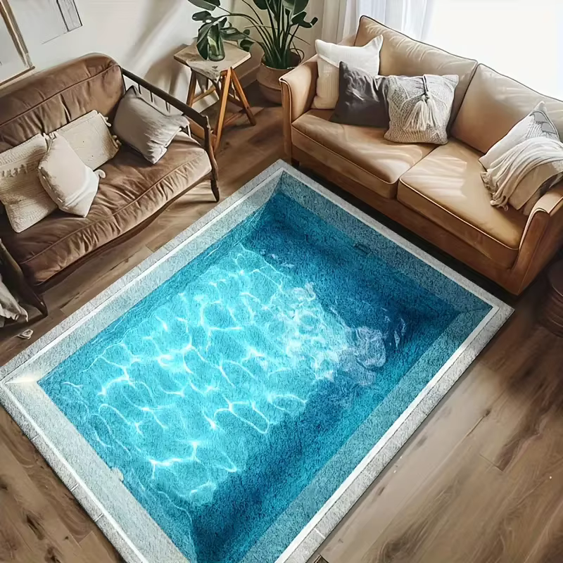 Tapis de piscine 3D pour étang de poissons d'eau profonde, pour salon, chambre à coucher, décoration