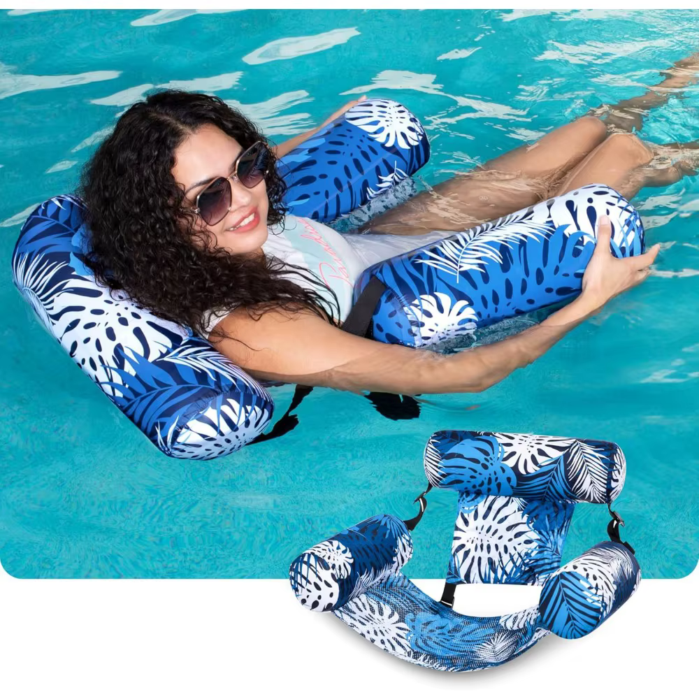 Lot de 1 chaise longue gonflable robuste pour piscine, transat flottant portable pour adultes, pour
