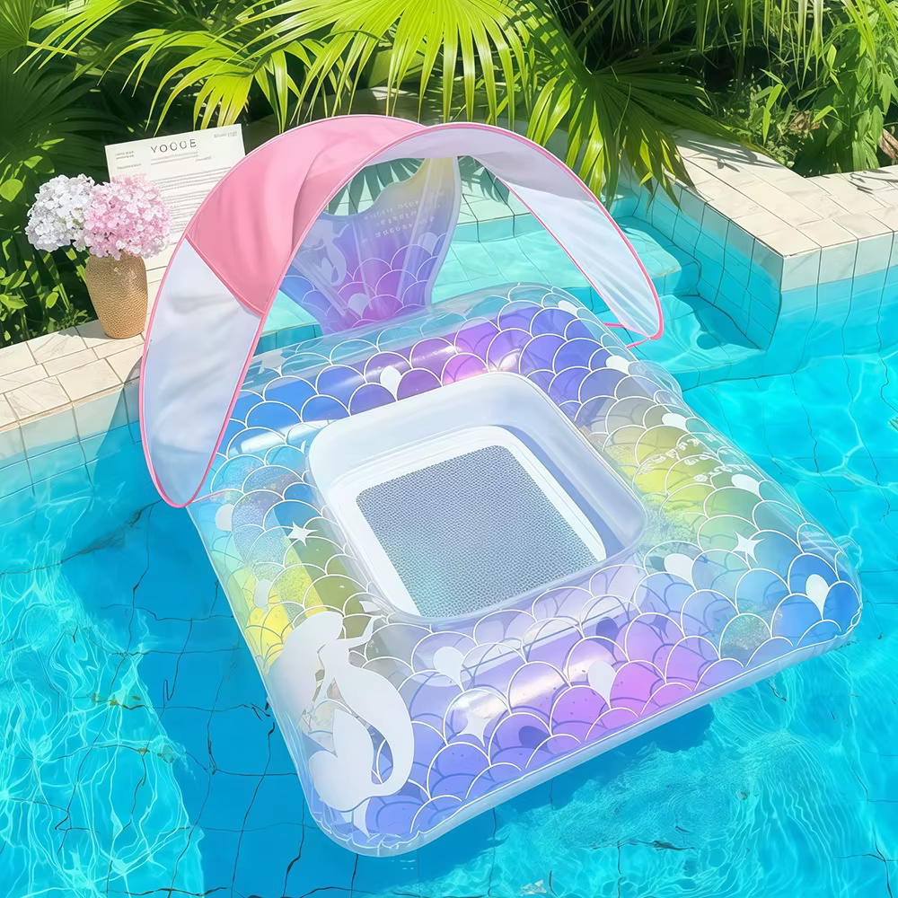 1 pièce Chaise flottante gonflable pare-soleil pour piscine, plage, lac, été 