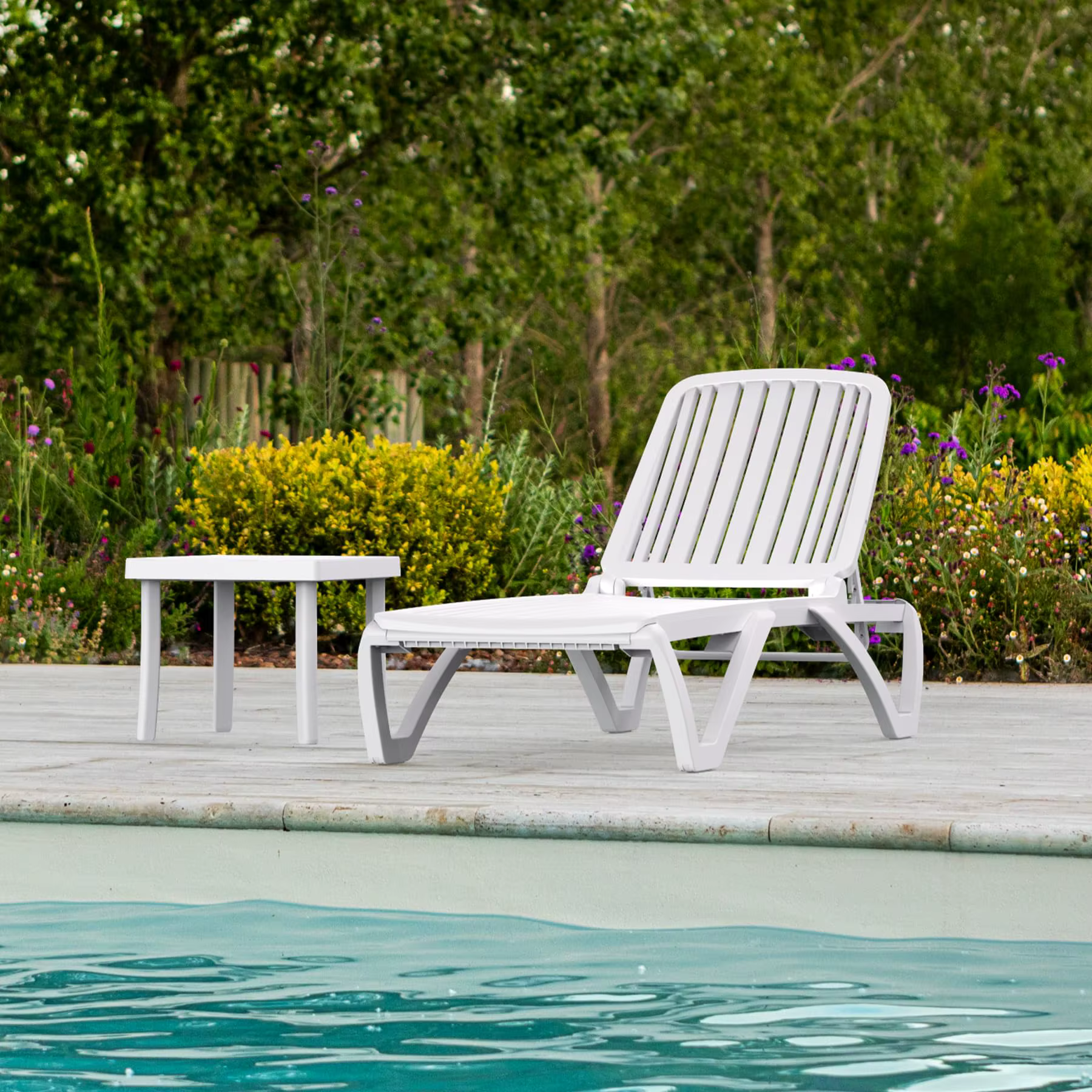 Meubles de piscine extérieurs en plastique imperméables, salon de soleil réglable, jardin moderne, h