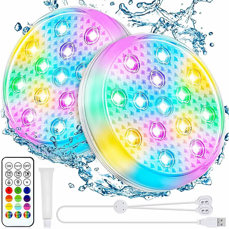 Lumières submersibles sous-marines rechargeables pour piscine, avec télécommande, étanche IP68, lumi