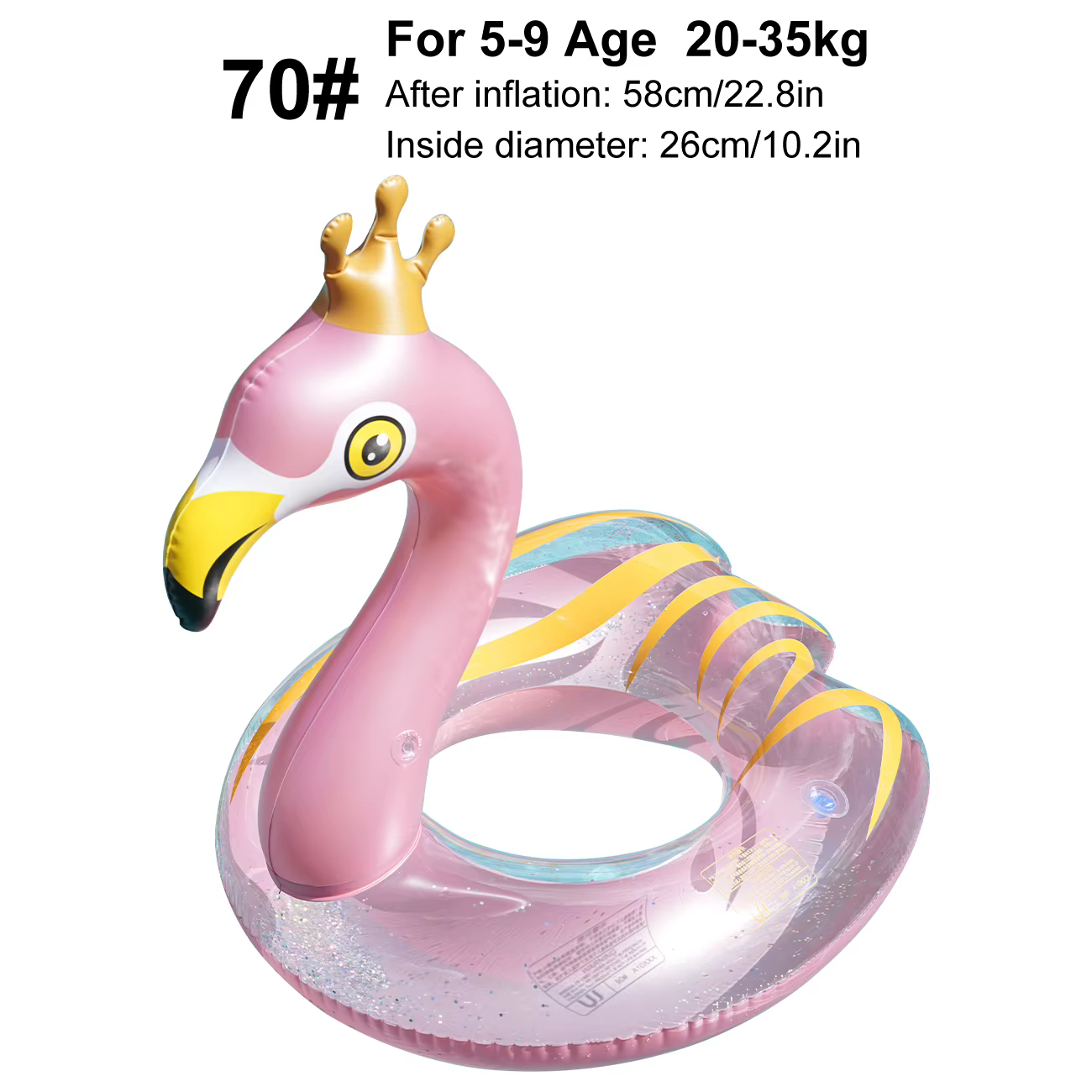 1PC Flotteur gonflable flamant rose pour piscine, élégant, avec paillettes, jouet aquatique d'extéri