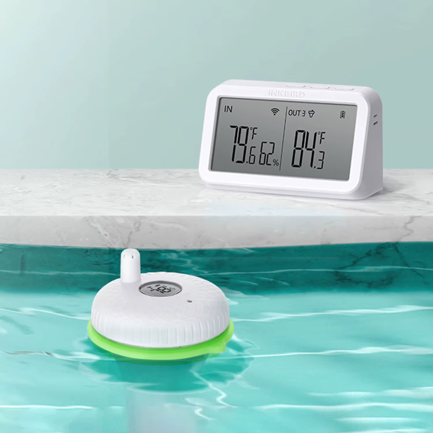 INKBIRD Thermomètre de piscine avec passerelle WiFi Ensemble de thermomètre de piscine intérieure et