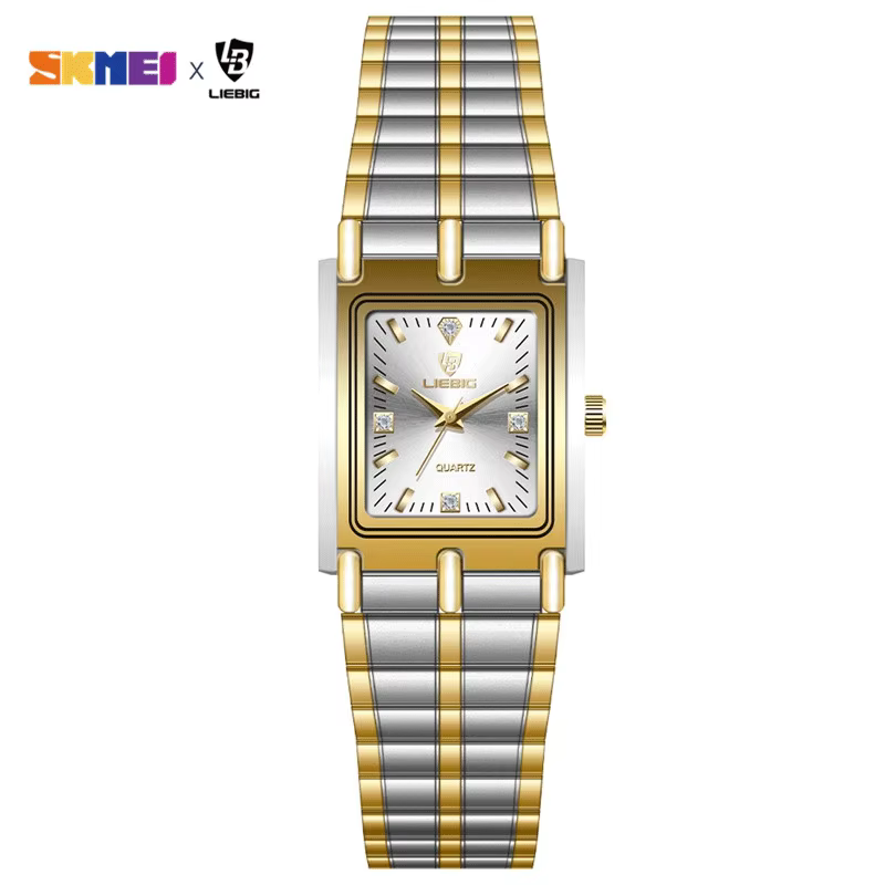 Montres-bracelets LIEBIG de luxe en acier doré pour femme et homme, montre à quartz dorée pour homme