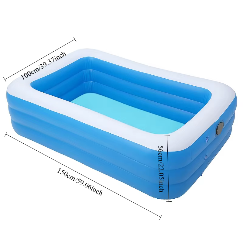 Piscine gonflable bleue et blanche pour adultes – Grande piscine familiale en PVC pour jardin d'arri