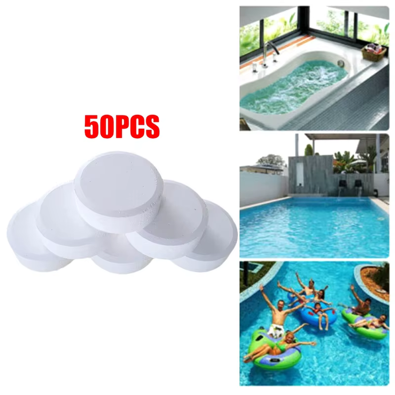 Bouteille de 50 tablettes pour livres de piscine, combo de brome, nettoyant pour spa, fournitures po