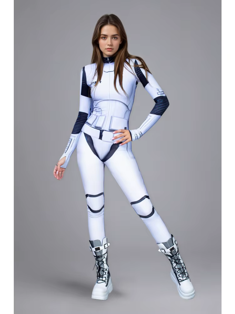Cyber pour femmes ​ ​ Combinaison Robotique Futuriste Armure Cosplay Couple Soldat Spatial Costume d