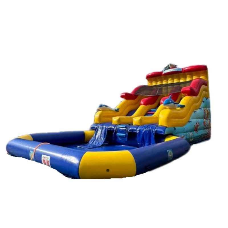 Toboggan aquatique gonflable géant commercial 6x4.5x4.5m avec piscine pour la location commerciale -