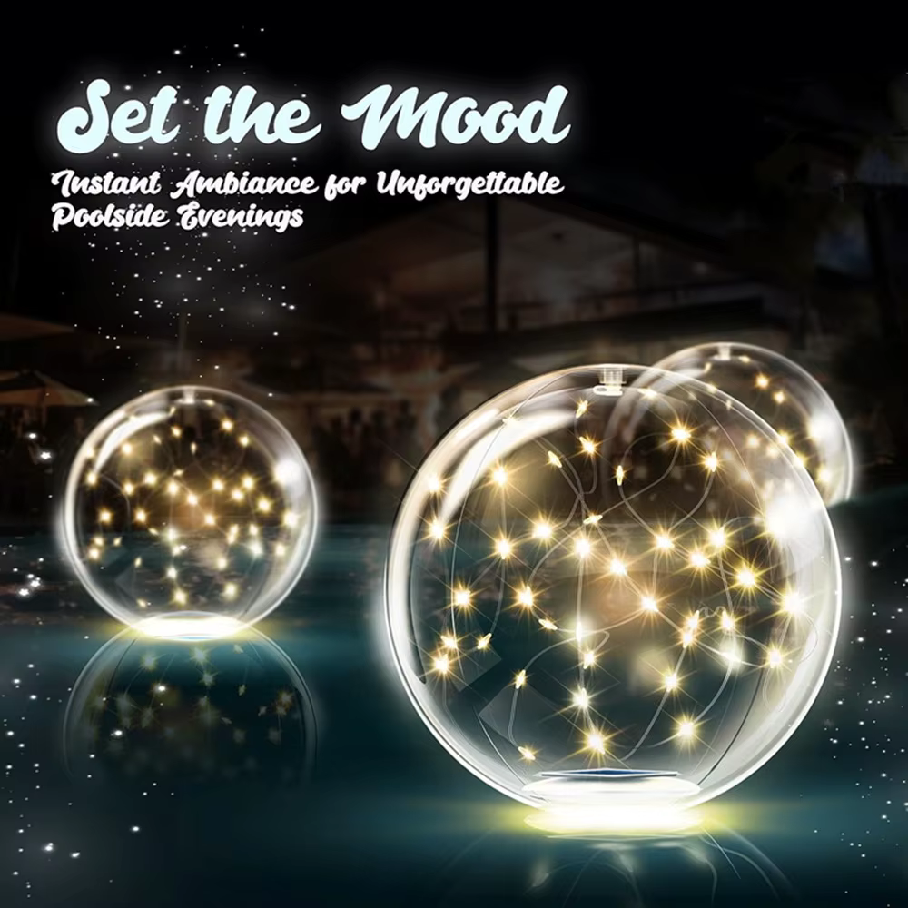 Lampes flottantes solaires pour piscine de 34 cm, boules lumineuses LED gonflables et étanches pour