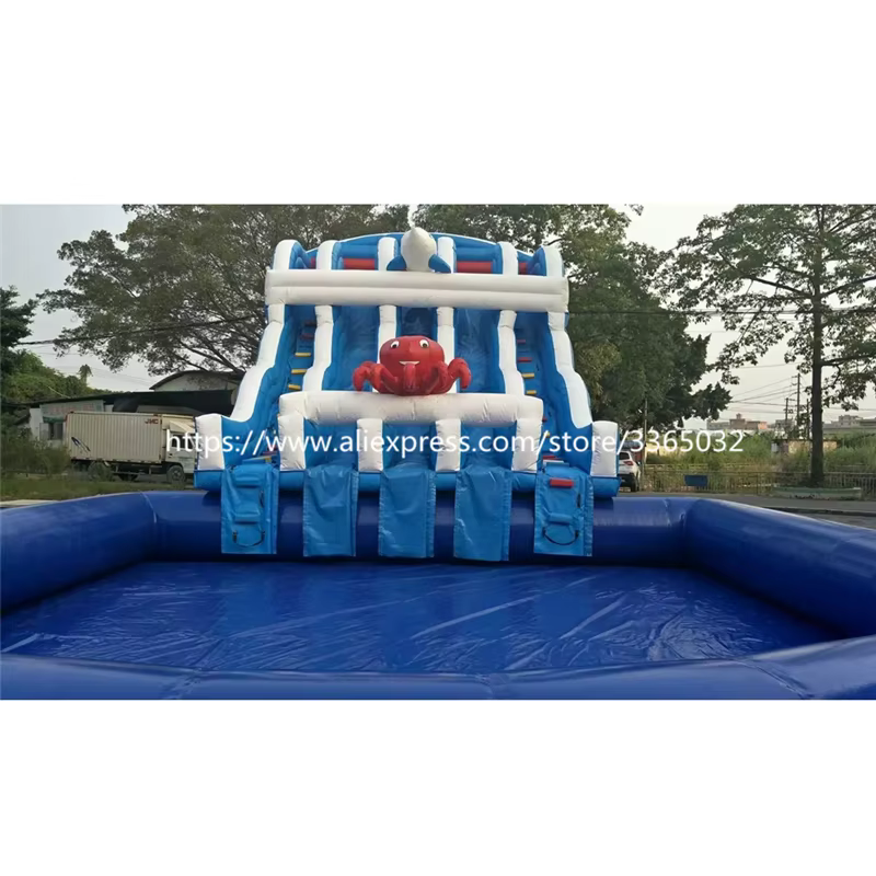 Glissière d'eau gonflable commerciale pour enfants et adultes, piscine