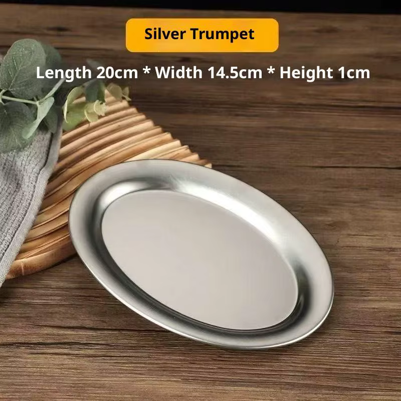 ㈅ Assiettes ovales en acier inoxydable pour poisson, usage domestique, service de repas, assiette pe