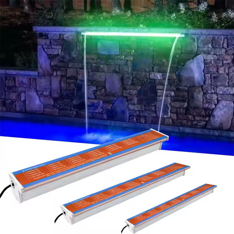 Cascade de piscine magique avec lumière LED rideau d'eau avec bande colorée pour la décoration de pi