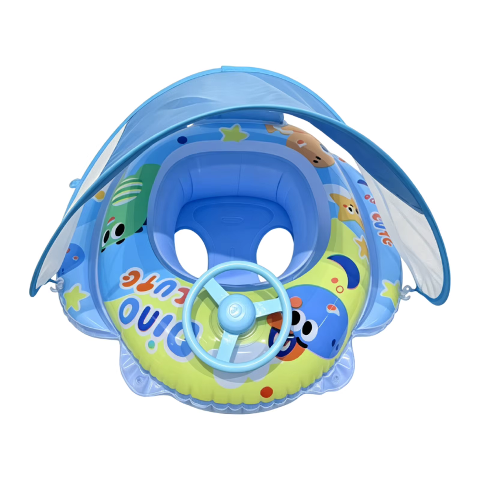 Piscine gonflable pour bébé en PVC amélioré avec auvent et siège anti-basculement avec volant, essen
