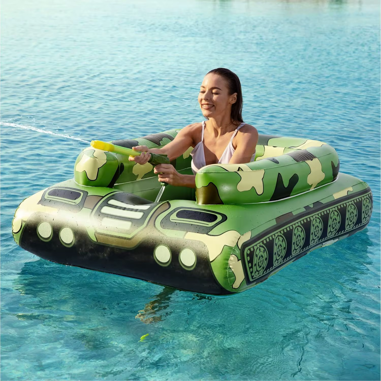 Bouée gonflable de tir aquatique camouflage avec siège coussiné résistant aux déchirures pour adulte