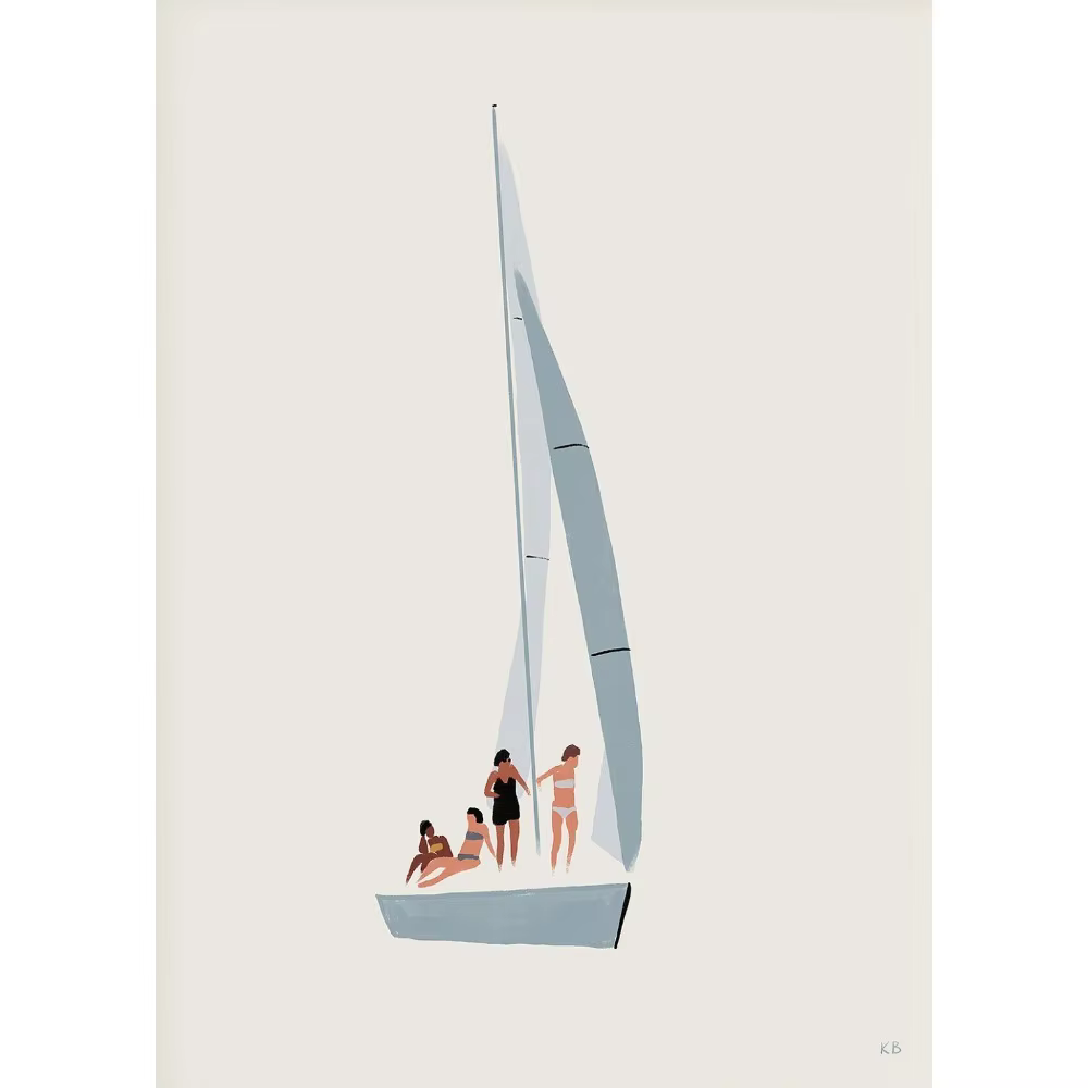 Peinture sur toile murale minimaliste de voilier, piscine, océan et fleurs, affiches et images mural