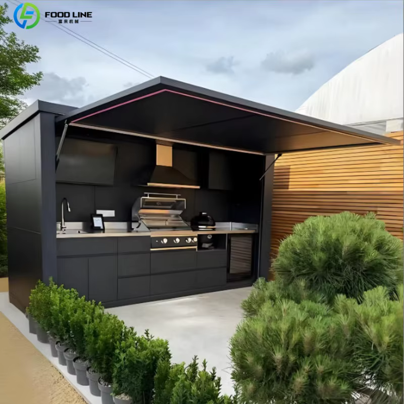 Pergola de cuisine extérieure complète en acier inoxydable avec grill tout-en-un pour patio et jardi
