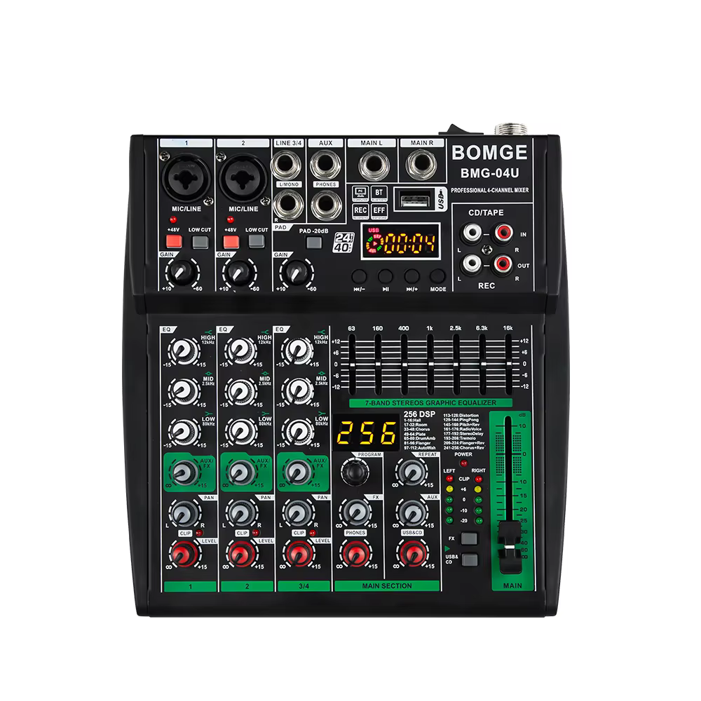 BOMGE Nouveau modèle de mixage compact, 256 DSP, avec EQ Master EQ 7 bandes, conception de châssis e