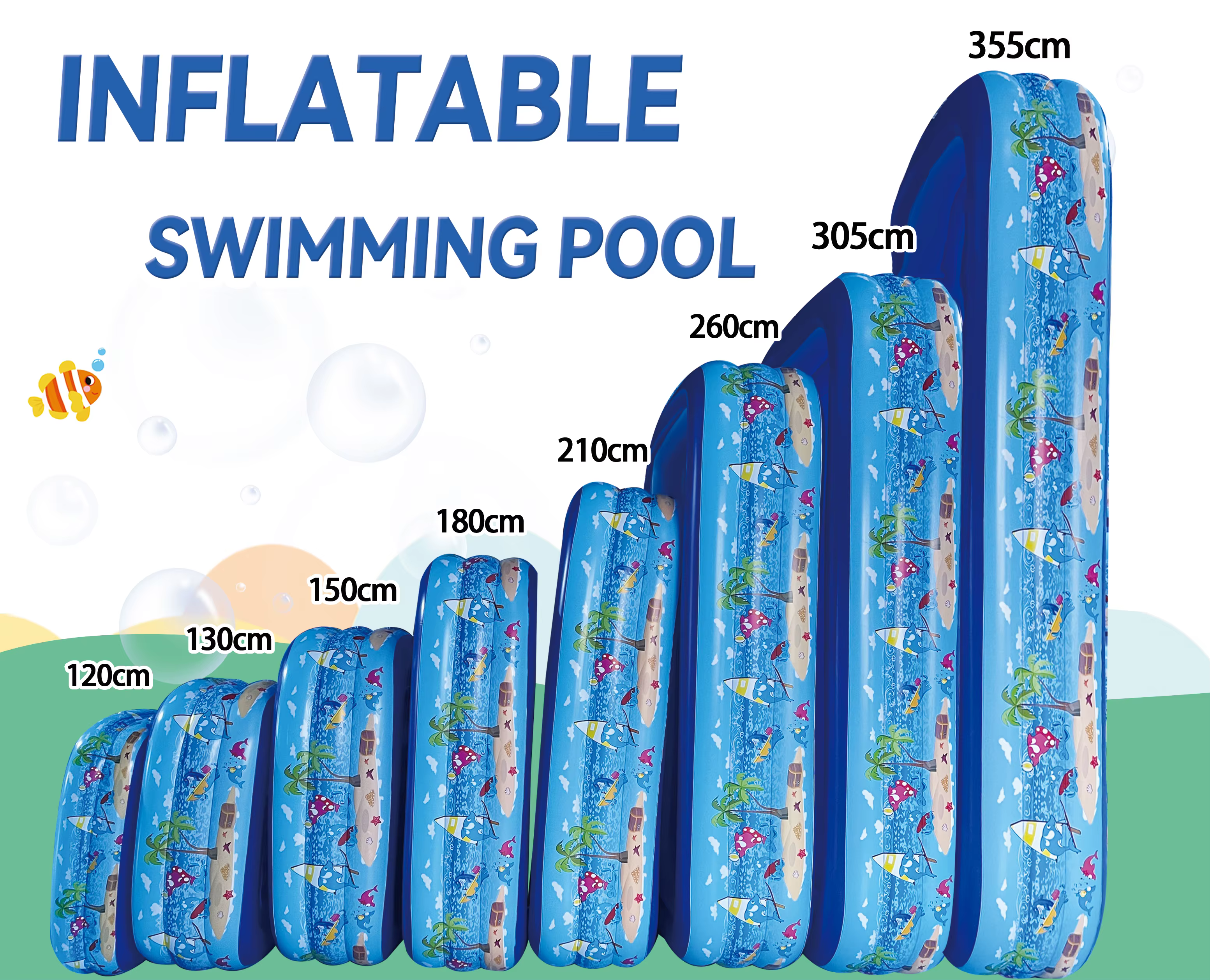 Piscine rectangulaire gonflable de 120 cm pour l'extérieur, piscine gonflable portable en PVC pliabl