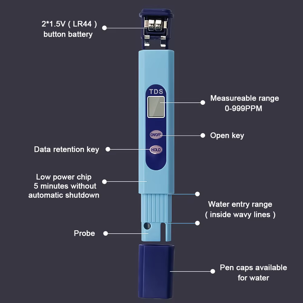 Testeur numérique TDS 0~9990mg/l (PPM) pour la qualité de l'eau