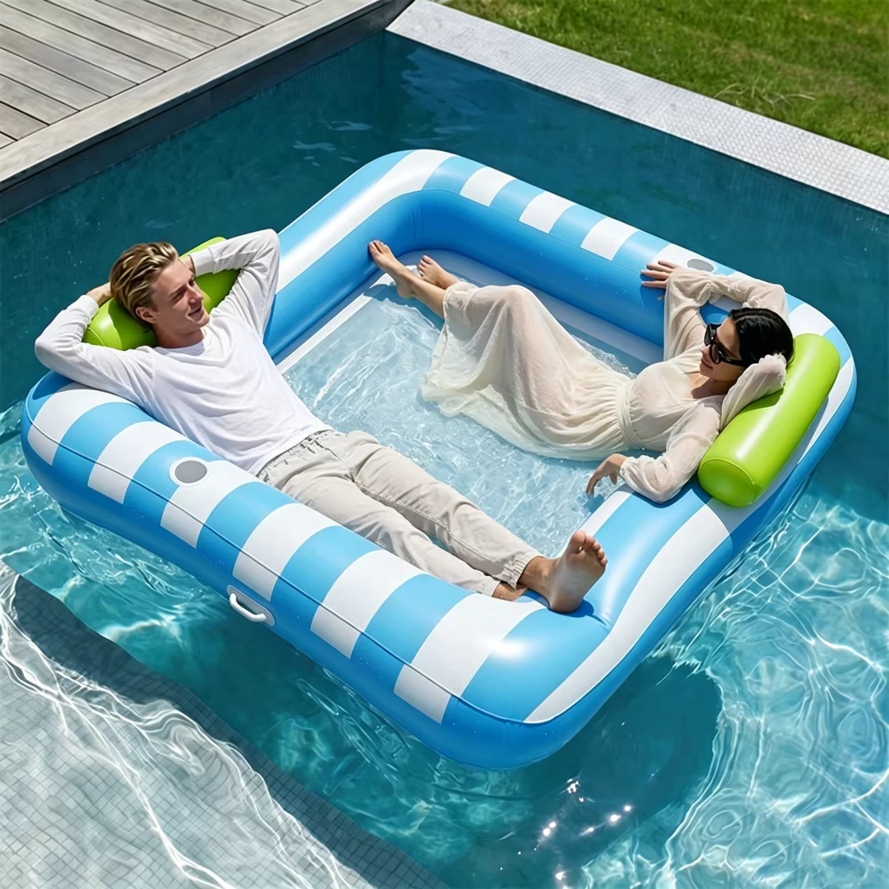 1 pièce Matelas flottant gonflable rayé pour piscine