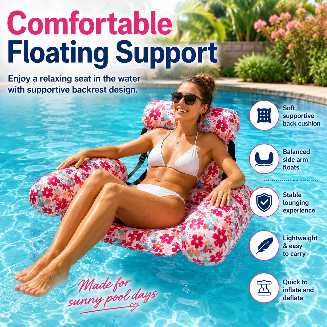 1 chaise flottante gonflable pour piscine