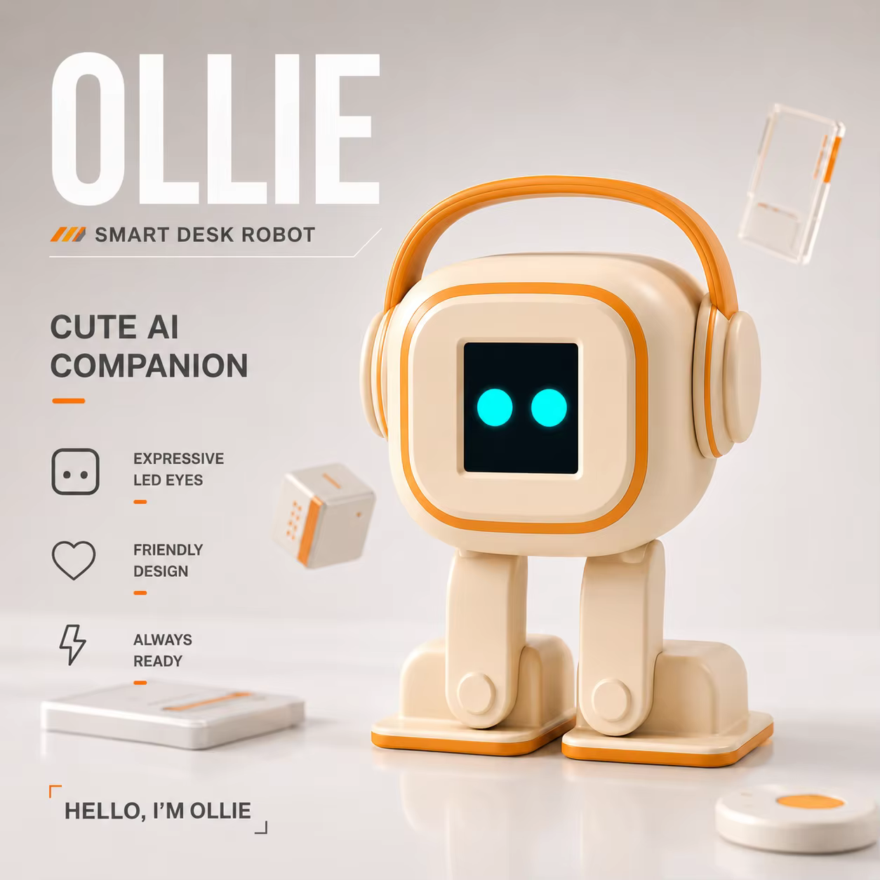 Robot compagnon IA Chatbot |   Contrôle vocal, interaction émotionnelle, chant et danse, jouet de bureau intelligent, cadeau pour enfants et adultes