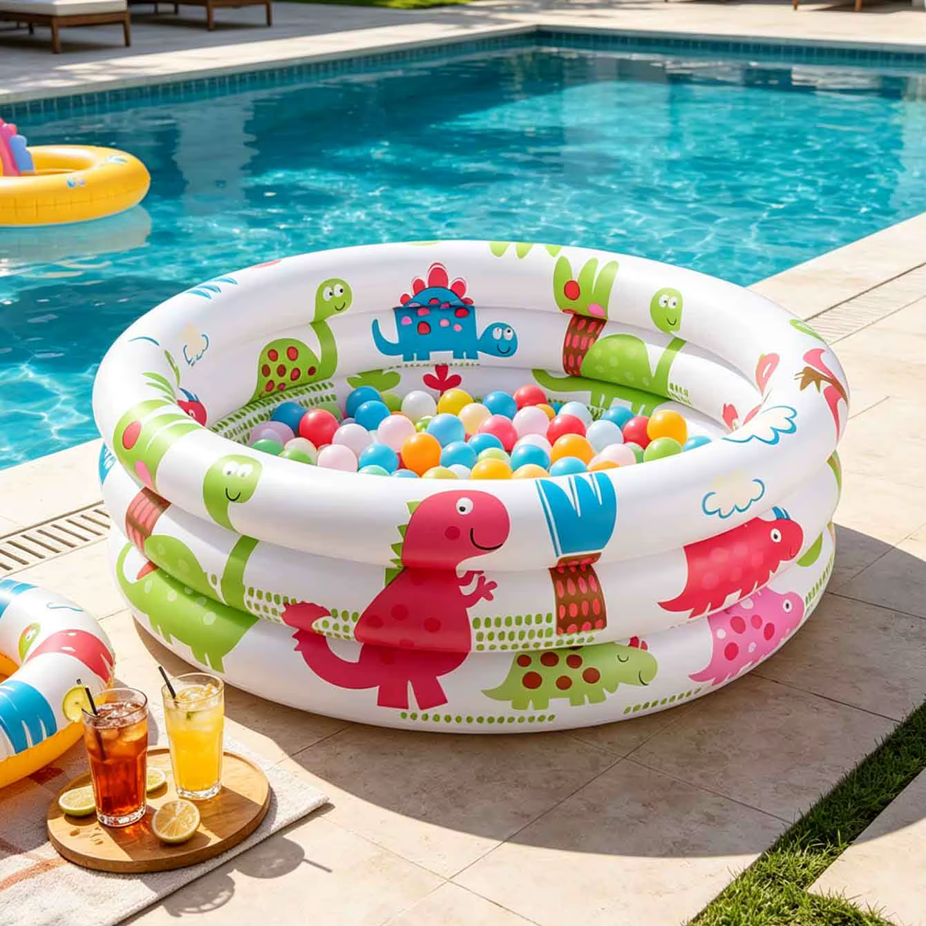 Piscine gonflable ronde à motif dinosaure