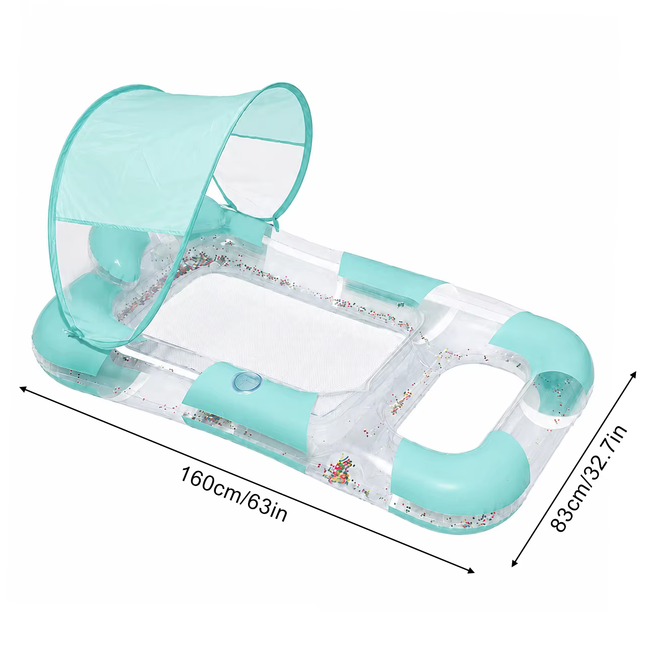 1 pièce Matelas flottant gonflable double avec auvent pare-soleil