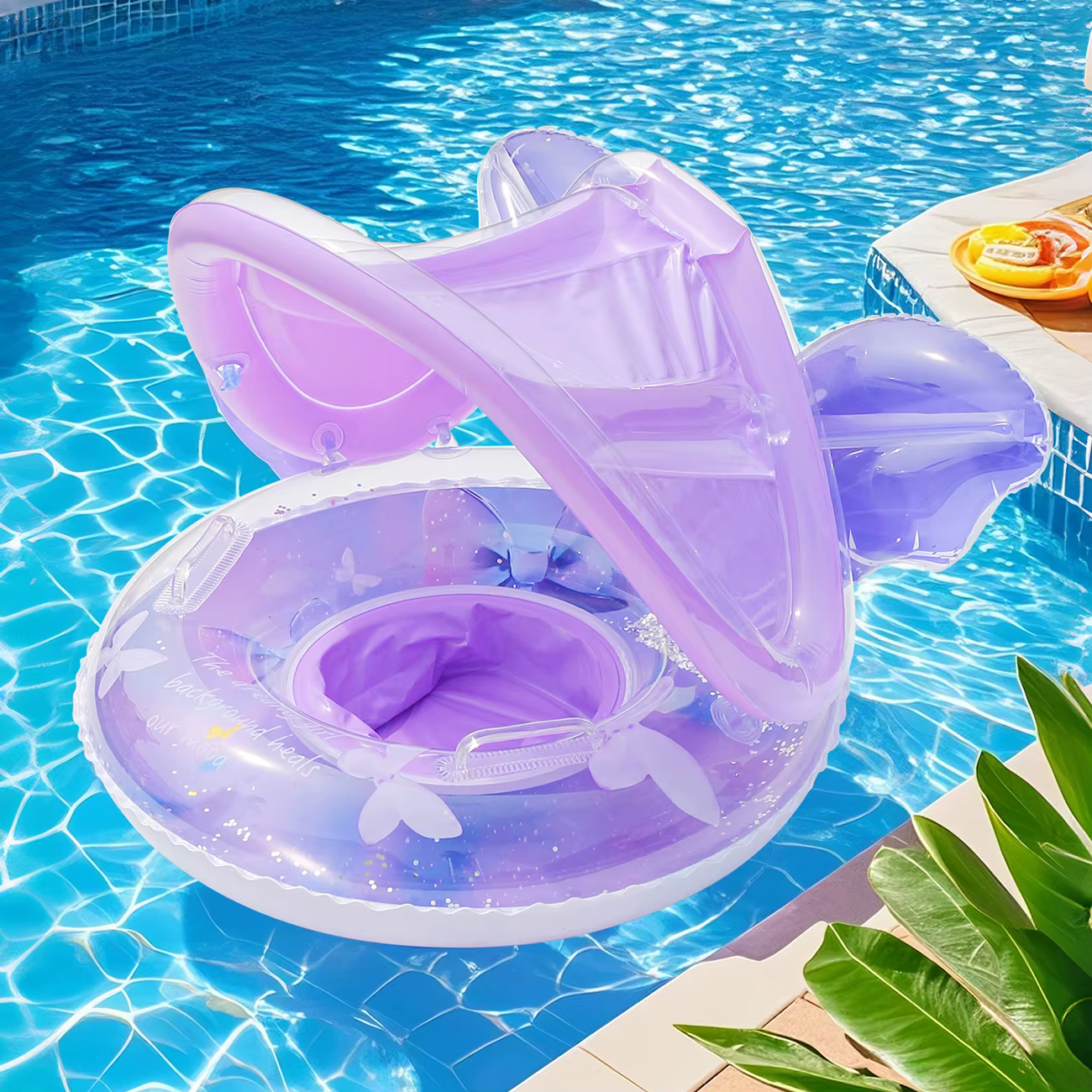 1 flotteur de piscine, flotteur de piscine avec auvent et siège, bouée gonflable avec poignées et support dorsal pour piscine, jusqu'à 77 lb