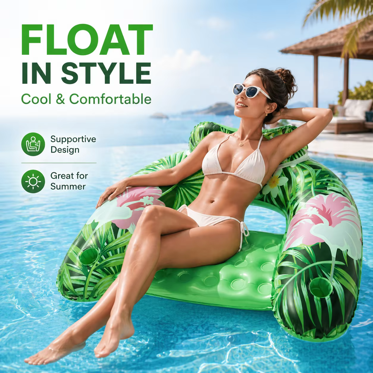 1 chaise flottante gonflable pour piscine
