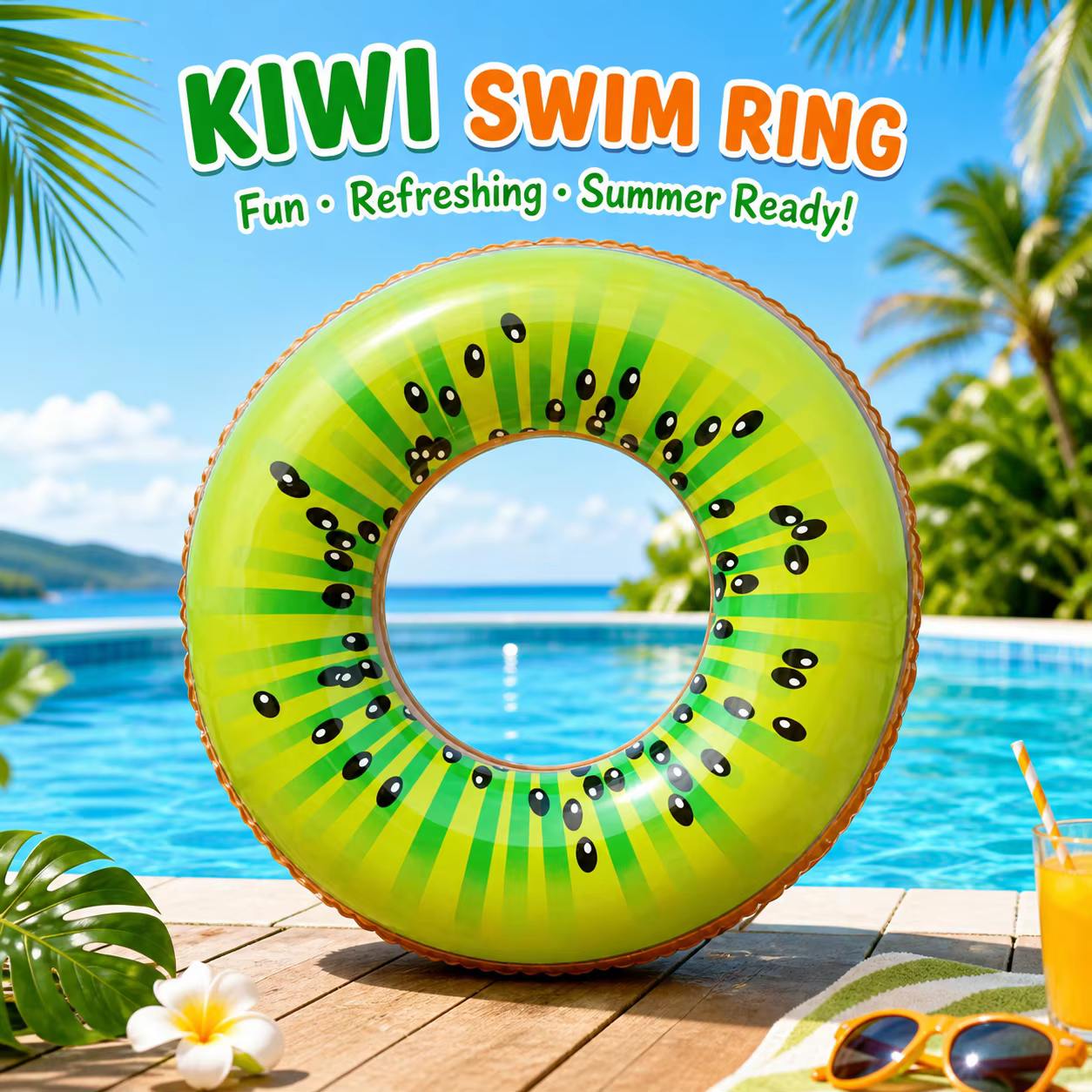 1 pièce Bouée gonflable en forme de pastèque pour piscine